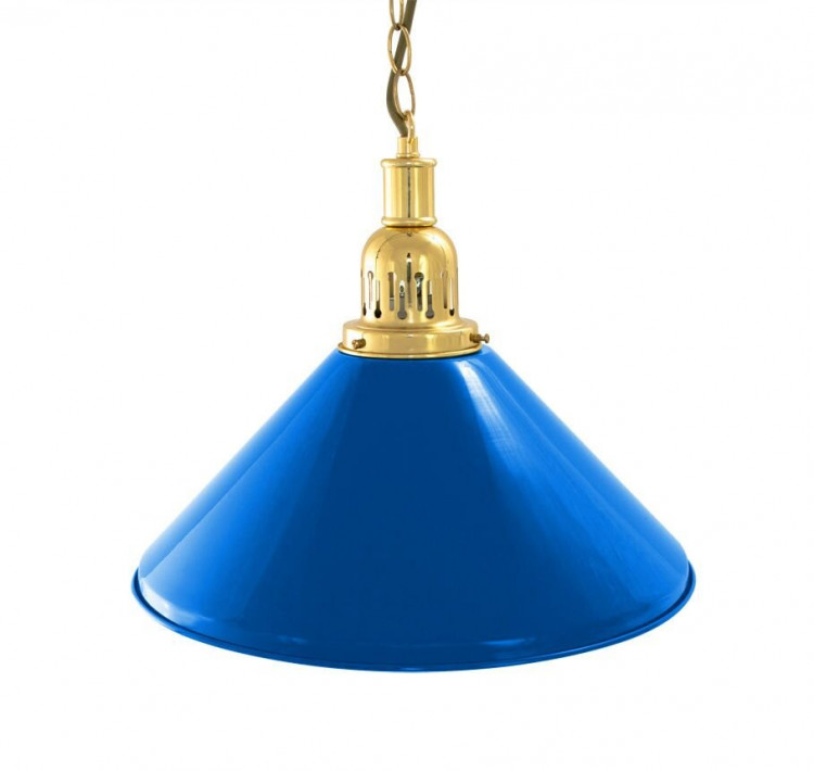 Лампа на один плафон "Blue Light" (золотистая чашка, синий плафон D35см)