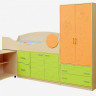 Набор мебели для детской комнаты Юниор - 12.2 мдф дуб молочный/лайм глянец/оранжевый глянец