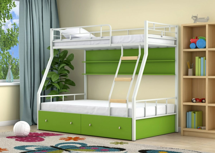 Двухъярусная кровать Радуга Белый зеленый