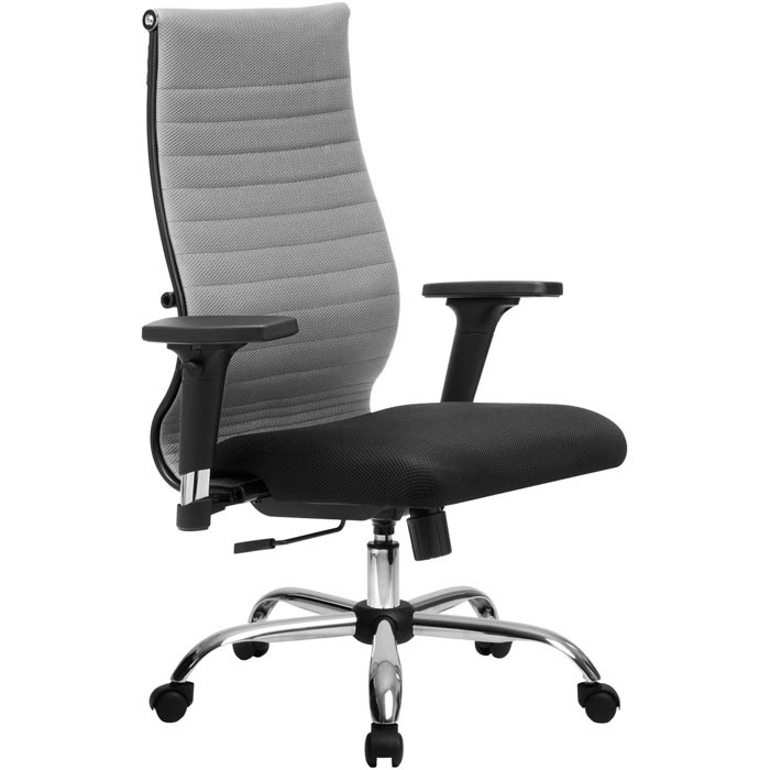 Кресло для руководителя Метта B 2b 19/2D (Комплект 19/2D) светло-серый, ткань, крестовина хром