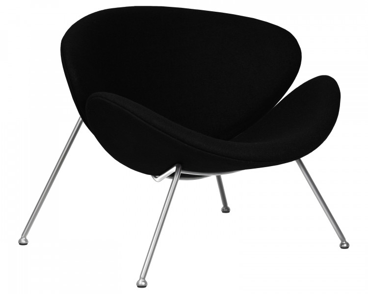 Кресло дизайнерское DOBRIN EMILY, черный ткань AF9, хромированная сталь