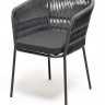 &quot;Бордо&quot; стул плетеный из роупа (колос), каркас алюминий темно-серый (RAL7024) муар, роуп серый 15мм, ткань темно-серая 027