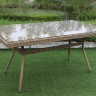 Стол обеденный YH-T4766G плетеный 160x90 со стеклом MONTREUX (МОНТРЁ) из искусственного ротанга, пшеничный меланж