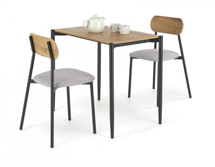 Комплект Halmar NANDO стол+ 2 стула (натуральный/черный/серый)