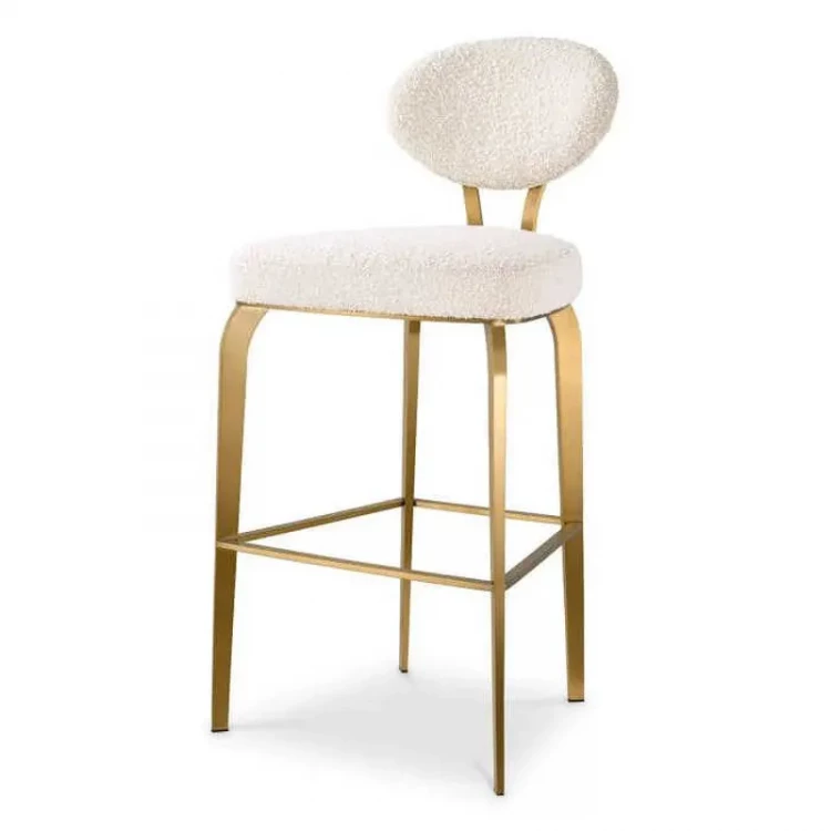 Барный стул Dorrego отделка полированная латунь, кремовая ткань boucle  EH.BST.CS.2311
