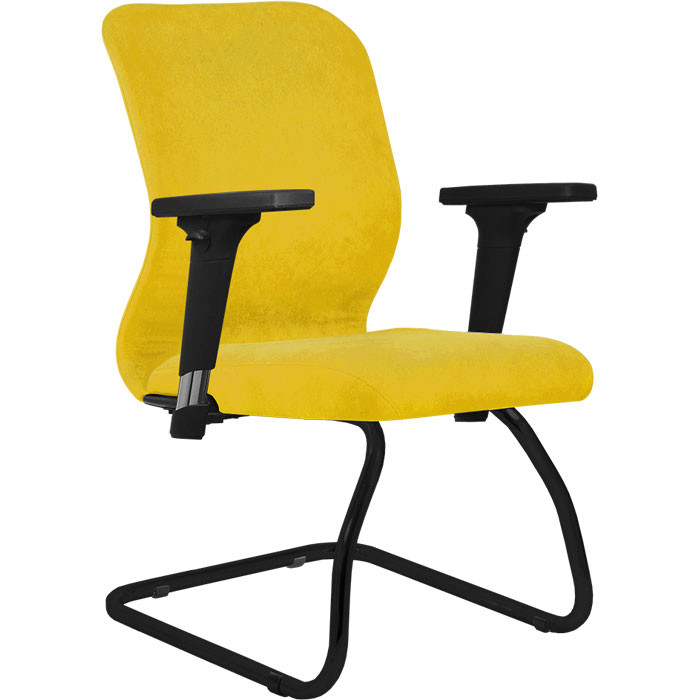 Кресло для посетителя Метта SU-Mr-4/подл.200/осн.008 желтый, велюр, полозья
