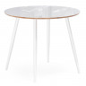 Стеклянный стол Абилин 90х76 ультра белое стекло / дуб вотан / белый матовый