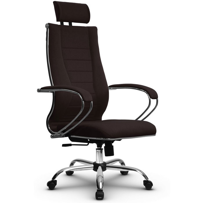 Кресло для руководителя Метта B 2m 34PF/K127 (Комплект 35) Pilot темно-коричневый, ткань Bahama, крестовина хром