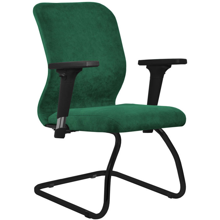 Кресло для посетителя Метта SU-Mr-4/подл.200/осн.008 зеленый, велюр, полозья