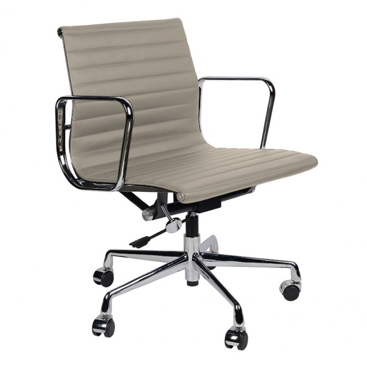 Кресло Eames Ribbed Office Chair EA 117 серая кожа