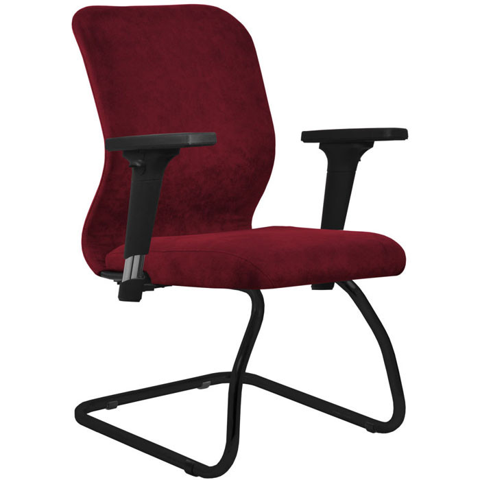 Кресло для посетителя Метта SU-Mr-4/подл.200/осн.008 красный, велюр, полозья