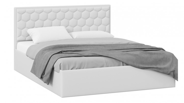 Кровать с ПМ «Порто» (с подъемным механизмом) с заглушиной (Экокожа белая Polo)