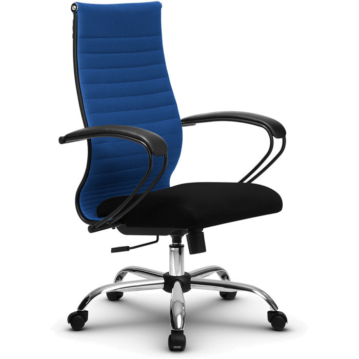 Кресло для руководителя Метта B 2b 19/К130 (Комплект 19) синий, ткань, крестовина хром