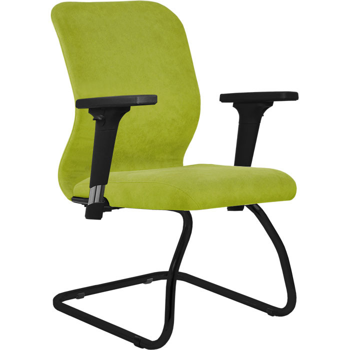 Кресло для посетителя Метта SU-Mr-4/подл.200/осн.008 оливковый, велюр, полозья