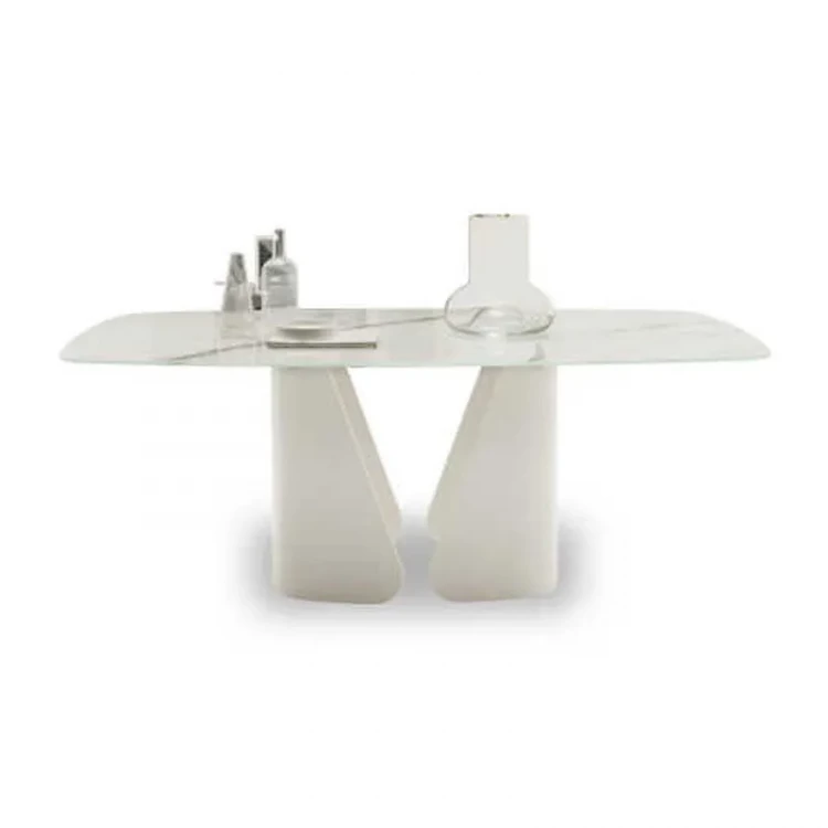 Обеденный стол Altea отделка керамика Calacatta, белые ножки  GC.DT.AT.127