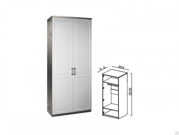 Шкаф 2-х дверный Ивушка-10, фасад Прованс, мдф мат акация белая/черный ясень
