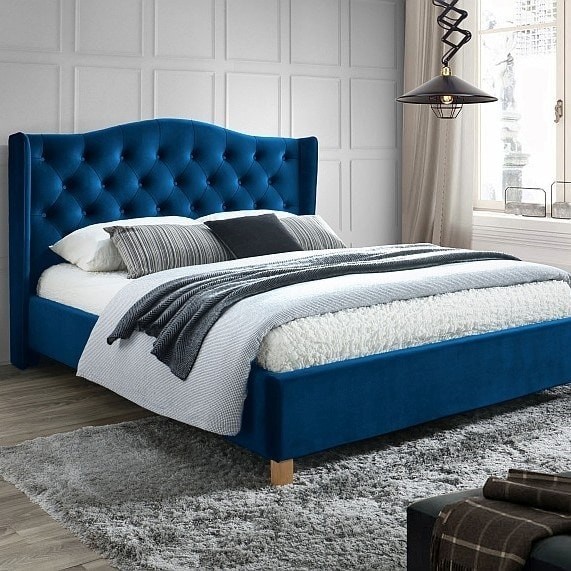 Кровать SIGNAL ASPEN VELVET (160х200) (темно-синий)
