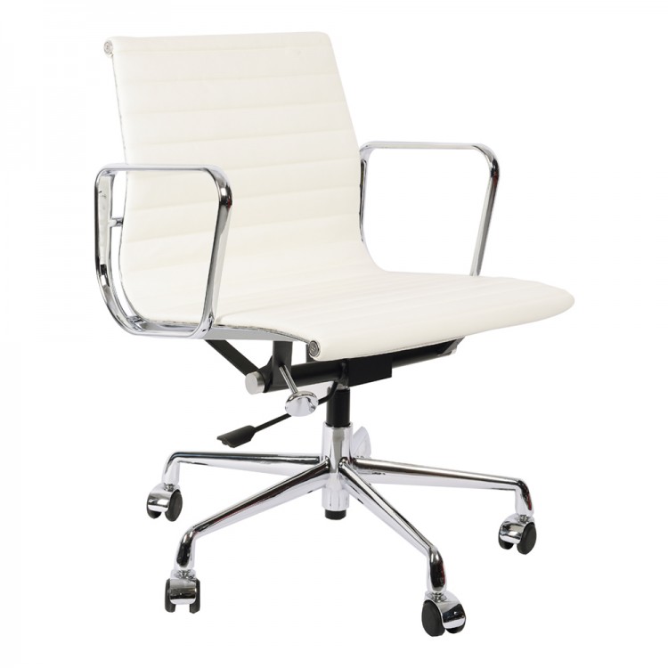 Кресло Eames Ribbed Office Chair EA 117 белая кожа