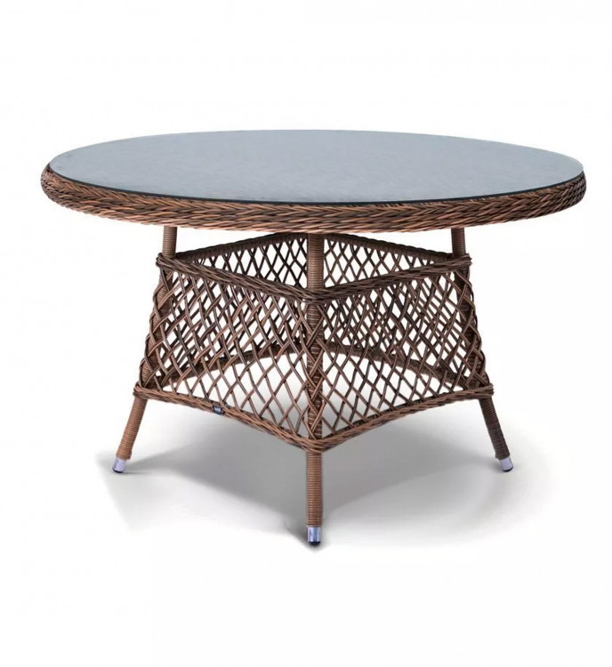 Плетеный круглый стол "Эспрессо" из искусственного ротанга, цвет коричневый