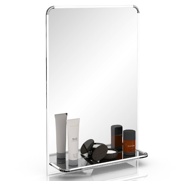 Зеркало 32Р2 белый, ШхВ 40х60 см., зеркало для ванной комнаты, с полкой