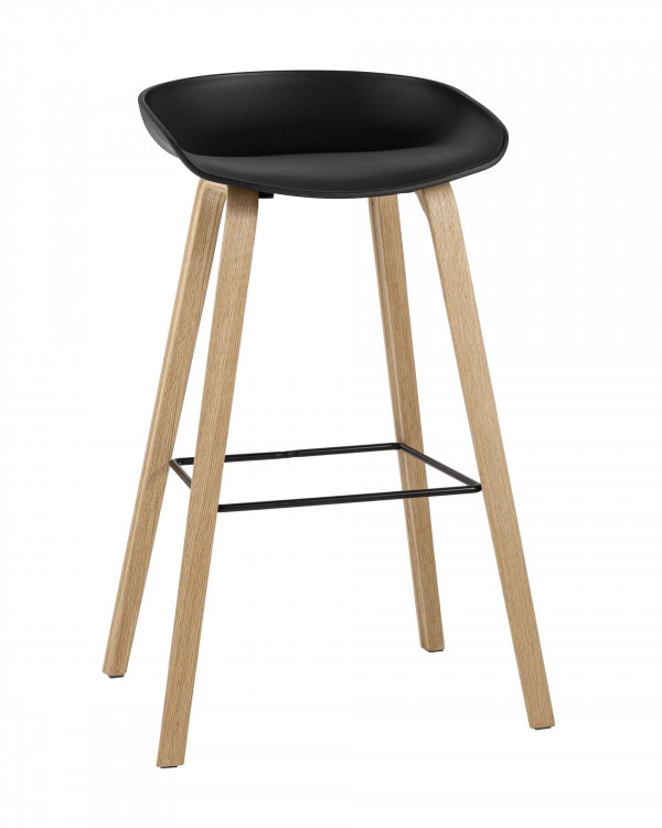 Барный стул Stool Group Libra черный, сиденье пластиковое, ножки под натуральное дерево