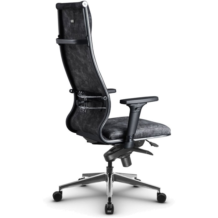 Кресло для руководителя Метта L 1m 42/2D темно-серый, велюр, мультиблок, крестовина алюминий