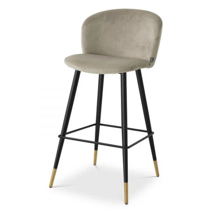 Барный стул Volante отделка черного цвета, золото, бежевый вельвет roche EH.BST.CS.1963