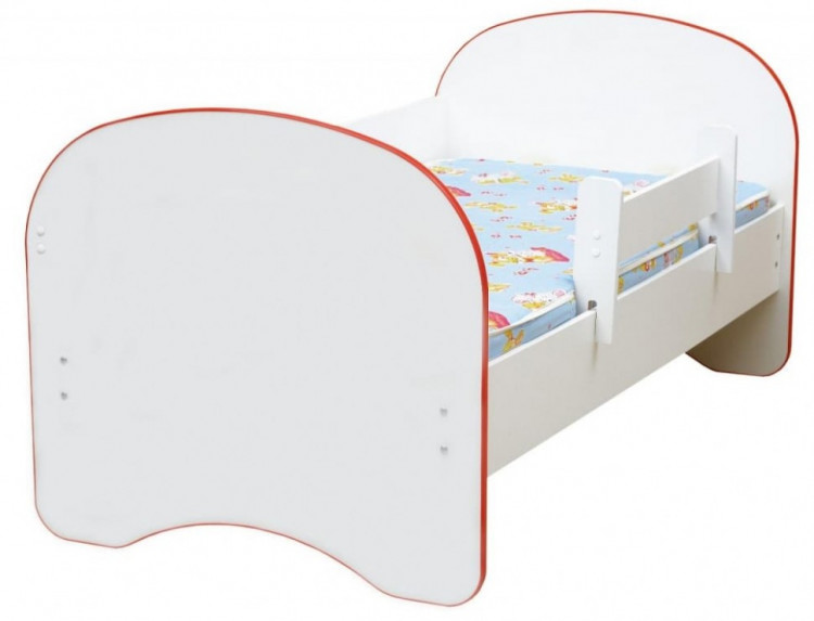 Кровать детская без ящика Радуга, 800х1600 лдсп белый с красной кромкой