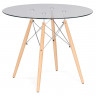 Стеклянный стол PT-151 90х90х76 clear glass / wood