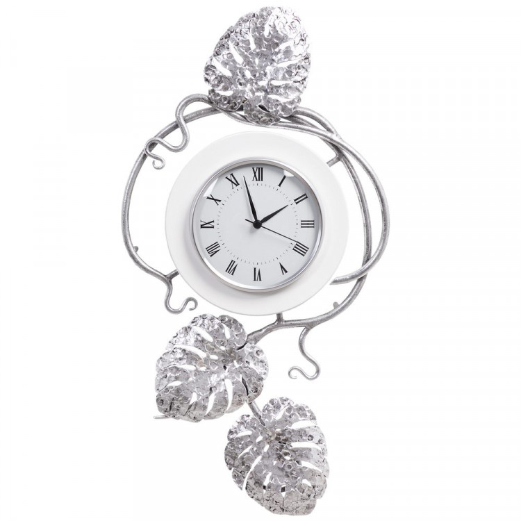 Часы настенные Monstera Deliciosa mini Айс Античное серебро