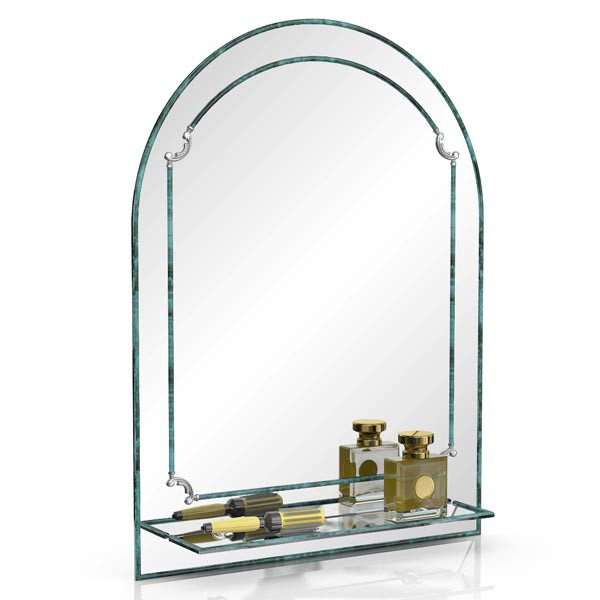 Зеркало 331Д малахит, ШхВ 60х80 см., зеркало для ванной комнаты, с полкой