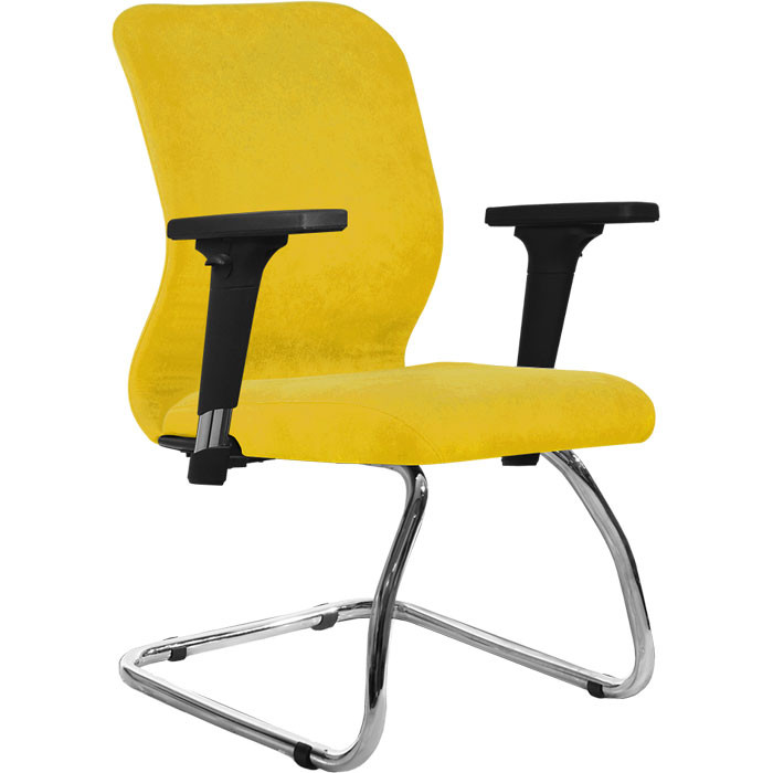 Кресло для посетителя Метта SU-Mr-4/подл.200/осн.007 желтый, велюр, полозья