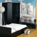 Спальня Стандарт 4-1200, цвет венге/фасады ТВ тумбы МДФ чёрный глянец, сп.м. 1200х2000 мм., без матраса, основание есть