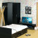 Спальня Стандарт 4-1200Я, цвет венге/фасады ТВ тумбы МДФ чёрный глянец, сп.м. 1200х2000 мм., без матраса, основание есть