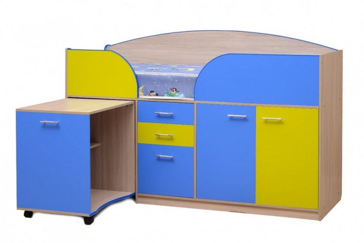 Набор детской мебели Юниор-4.1 (сп место 700х1860) лдсп ясень шимо светлый +синий + желтый