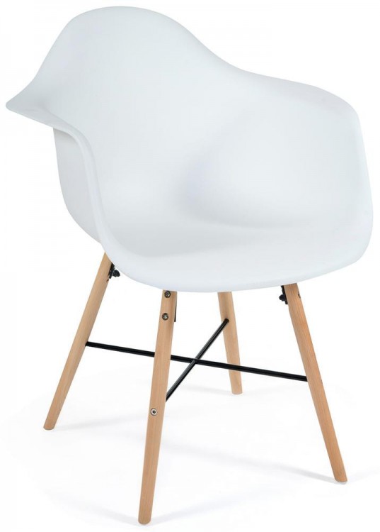 Кресло Secret De Maison CINDY (EAMES) (mod. 919) дерево береза/металл/сиденье пластик, 60*62*79см, белый/white with natural legs