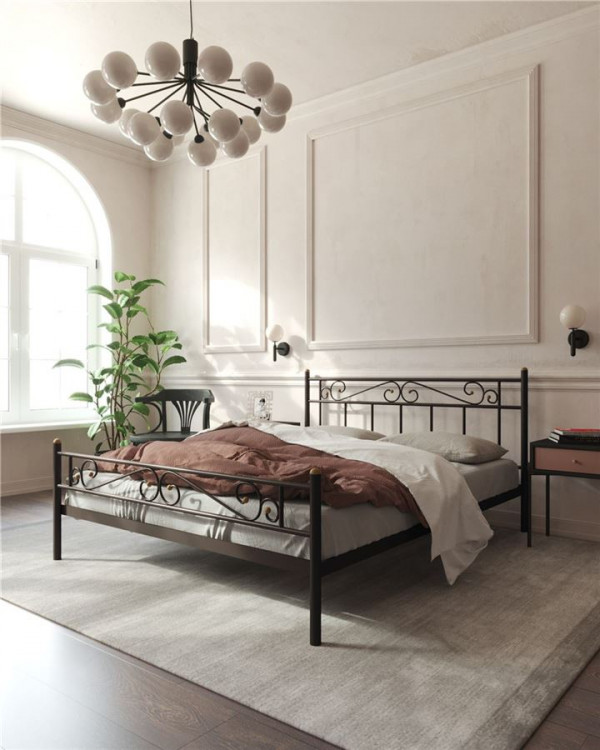 Кровать с изножьем "Франческа"  (120х200/ноги металл/цвет Коричневый бархат)