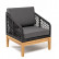 Кресло из роупа "Канны" узелкового плетения, основание дуб, роуп темно-серый, ткань серая