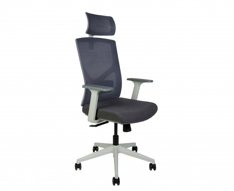 Кресло офисное / Денвер / серая сетка / серая ткань / серый пластик