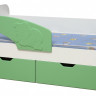 Кровать детская Винни-Пух, 800х1900 мдф глян белый/лайм (левая)