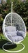 "Флоренция" подвесное кресло-кокон из искусственного ротанга, цвет соломенный с серой подушкой