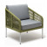 Кресло "Канны" плетеное из роупа, каркас алюминий светло-серый (RAL7035) шагрень, роуп салатовый круглый, ткань светло-серая