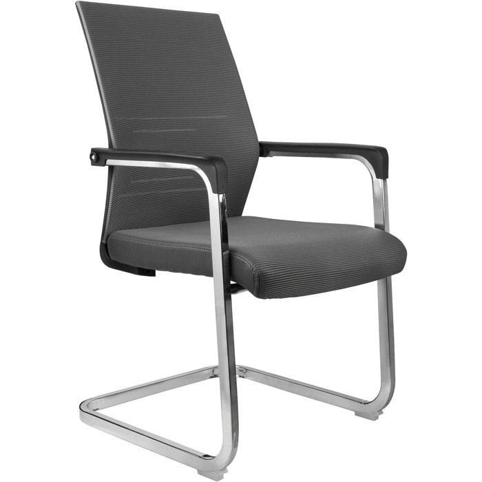 Кресло Riva Chair D818 серое для посетителя, хром, спинка сетка