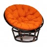 Кресло &quot;PAPASAN&quot;  23/01 W /с подушкой/ Antique brown (античный черно-коричневый), ткань Оранжевый, С 23