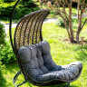 &quot;Виши&quot; подвесное кресло-кокон из искусственного ротанга, цвет коричневый с серо-коричневой подушкой