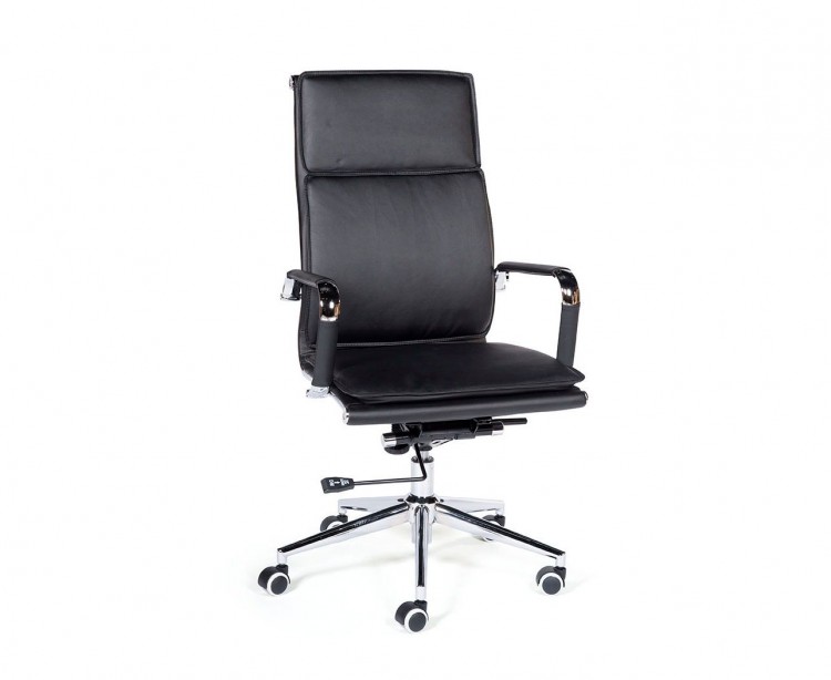 Кресло офисное / Харман / (black) хром / черная экокожа
