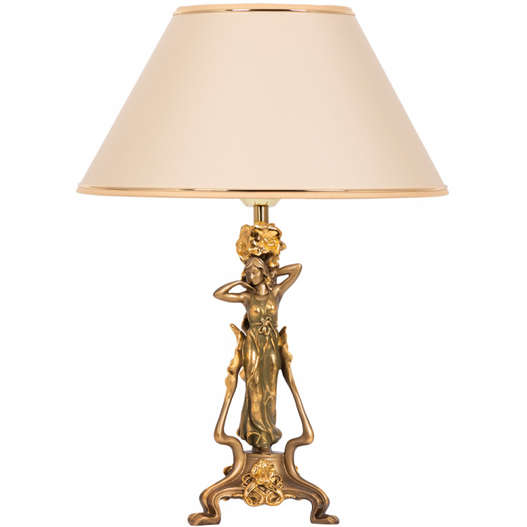 Настольная лампа Флора Бронза с абажуром №38 Крем