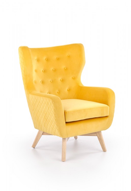 Кресло HALMAR MARVEL (цвет желтый, ножки - натуральный)