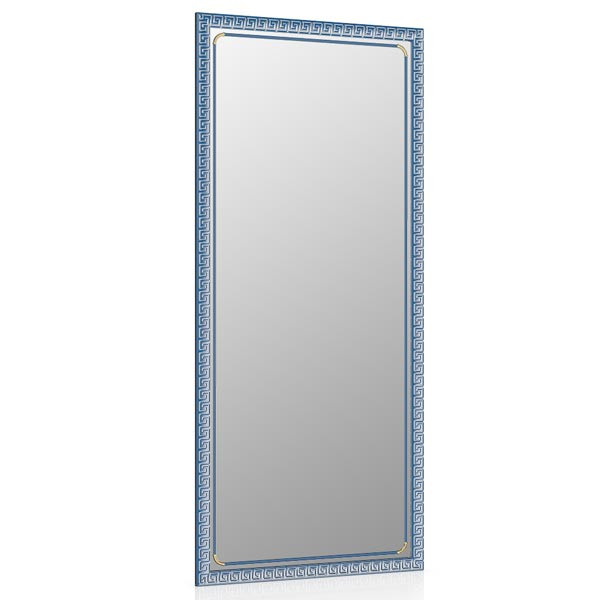 Зеркало 119С синий металлик, греческий орнамент, ШхВ 45х100 см., зеркала для офиса, прихожих и ванных комнат, горизонтальное или вертикальное креплени