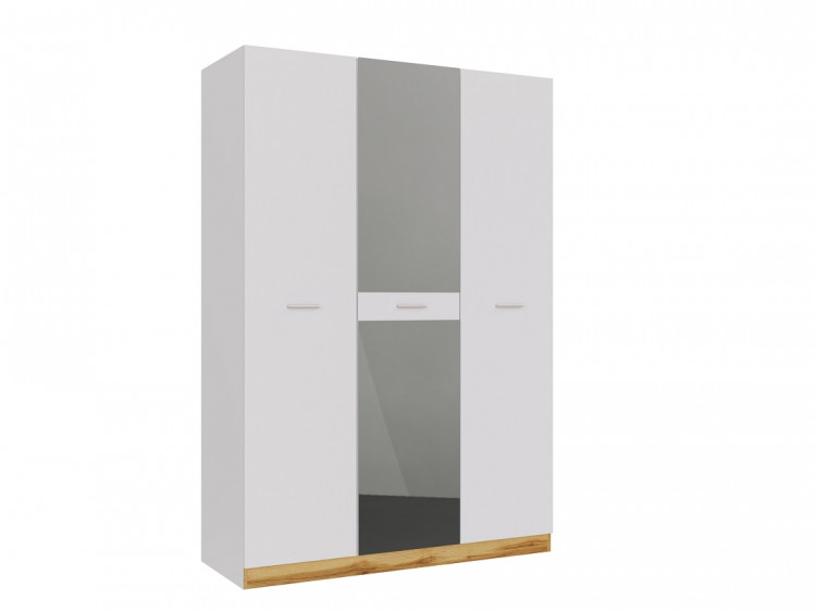 Шкаф 3-х дверный FRESCO (НКМ) с зеркалом Белый/Дуб Вотан